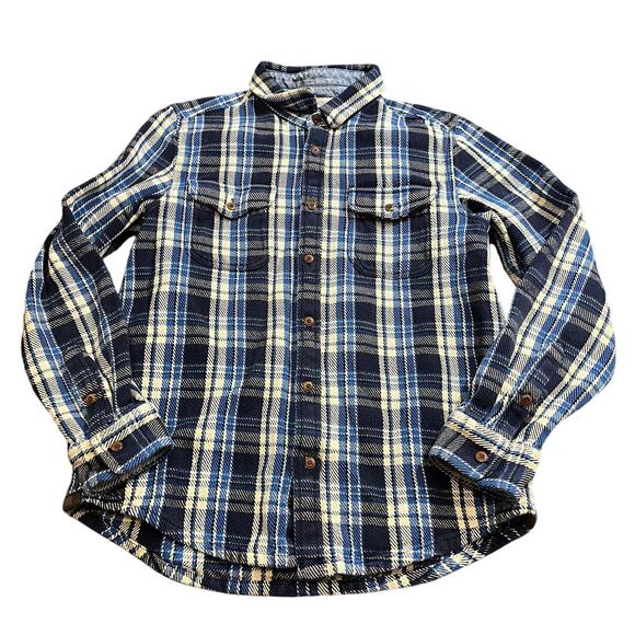 Outerknown Blue and White Plaid Casual Button Down Shirt - Picture 1 of 9